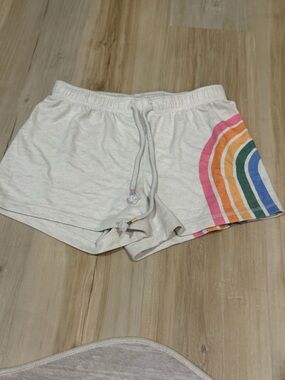 PJ Salvage Cream Lounge Shorts with Rainbow Stripe